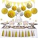 33pcs Party Decoration Supplies Set, Yellow Tissue Paper Pom Poms Flowers Paper Lanterns Tassels Hanging Garland Banner Triangle Flag Bunting for Birthday, Bridal, Baby Shower, Wedding Graduation