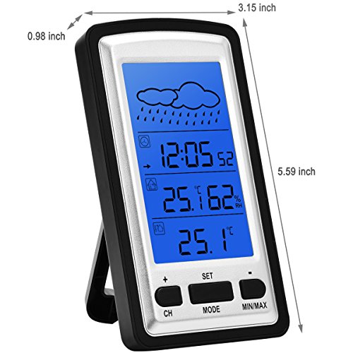 HopCentury Wireless Weather Station Digital LCD Alarm Clock with Outdoor Sensor Thermometer Hygrometer