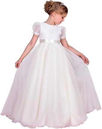 puff sleeve flower girl dress