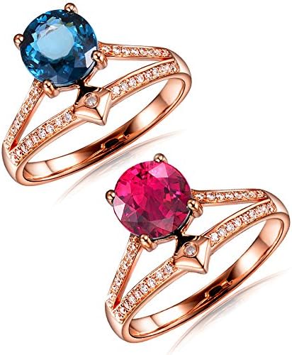 Vintage Antique Gemstone Blue Tourmaline Wedding Engagement Diamond for Fashion Women Band Ring 14K Solid 14K Rose Gold