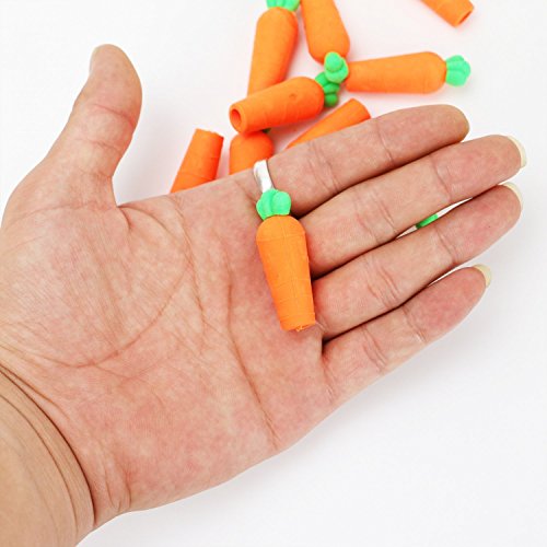 Buorsa12 PCS Mini Cute Carrot Shape Pencil Eraser Caps Pencil Extender Holder