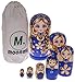Moonmo 7pcs Cute Blue Sweater Braid Girl Russian Nesting Dolls Matryoshka Toys