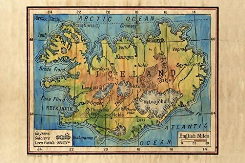 052B Iceland 1906 vintage historic antique map poster print