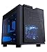 APEVIA X-QPACK3-BL Micro ATX Cube Gaming/HTPC Case, Supports Video Card up to 320mm/ATX PS, 2 x Blue Windows, USB3.0/USB2.0/HD Audio Ports, 1 x 140mm Blue LED fan, Flip Open Design, Dust Filter–Blue