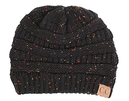 H-6033-06 Confetti Knit Beanie - Black