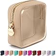 Embla Clear Cosmetic Bag Makeup Case, Clear Zipper Make Up Pouch and Toiletry Travel Tote, Cute Skincare Pouches for Women Girls, Preppy Purse Cosmetic Organizer, Mini Makeup Bags, Sand