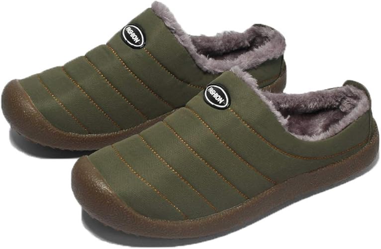 Amazon Luerman ルームシューズ メンズ レディース 男女兼用 冬スリッパ 室内履き 暖かい 滑り止め あったか 防寒冬靴 裏起毛 25 クラシックグリーン スリッパ ルームシューズ