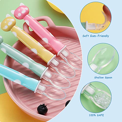 BEST First Stage Baby Infant Spoons, 8Pack,Soft Silicone Baby Spoons Training Spoon Gift Set