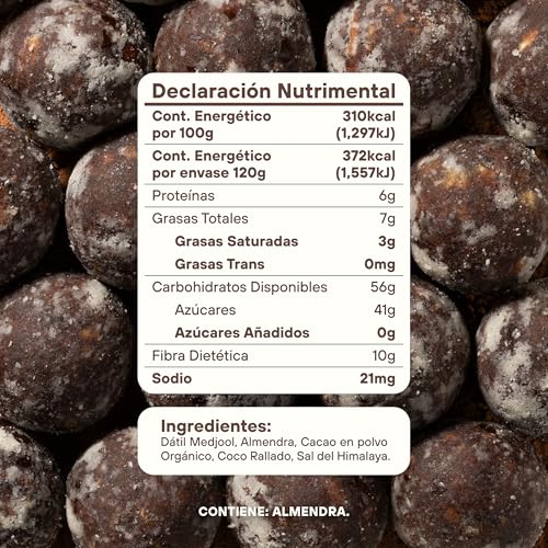 Dat Snack Bolas de Energía de Dátil con Cacao, Coco y Almendra, Snack Saludable Sin Azúcar Añadida, Solo 5 ingredientes con Proteína Vegetal y Fibra (3 Pack, 360g total)