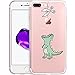 Unov Case Compatible with iPhone 8 Plus iPhone 7 Plus Case Clear with Design Embossed Pattern TPU Soft Bumper Shock Absorption Slim Protective Case 5.5 Inch (Dinosaur)