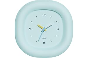 mooas Cute Mini Analog Marshmallow Clock 6.9 Inch Aesthetic Small Silent Bedside Desk Clock Battery Operated Non-Ticking Shelf Clocks for Décor Livingroom Bedroom Kitchen Desktop Gift Clock(Blue)