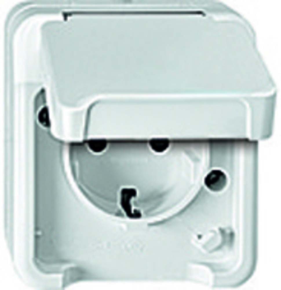 Merten Aquastar Horizontal Shuko Dual Double Plug Socket Surround. BRS, Polar White, MEG2320 8019