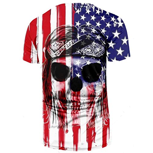 Respctful✿ Mens USA Flag Printed Short Sleeve Blouse Summer Stars and Strip Printed July 4 Graphics Soft Cotton Tees Shirt