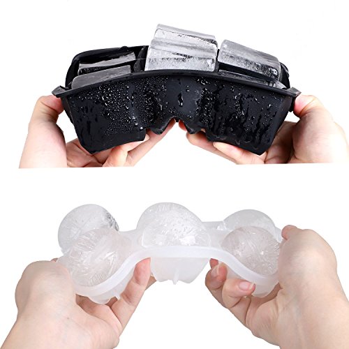 image for Set of 2 Ice Cube Trays, SmarTake Silicone Sphere Ice Ball Maker and L