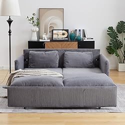 65-Inch Corduroy Loveseat Sofa with Pull Out