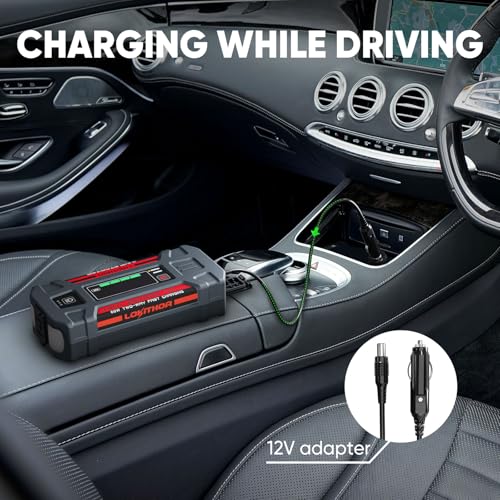 LOKITHOR J401 Car Battery Jump Starter, 2500A Battery Jumper Starter Portable, 12V Jump Box, Jumper Cables for Upto 8.5L Gas and 6.5L Diesel Engines, 60W Fast Charging, Smart Digital Screen LED Light