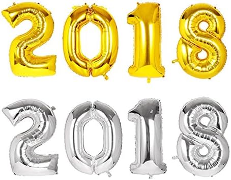 StarParty New Year 2018 - 40 Inch Giant Jumbo Helium Foil Mylar Balloons (Gold&Silver 2018)
