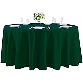 Cupuamon 108 inch Round Tablecloth Washable Polyester Table Cloth Decorative Table Cover for Wedding Party Dining Banquet（108 inch, Hunter）