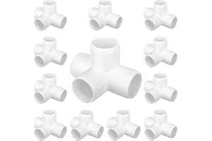 TIANTIANUP 4 Way PVC Fittings 1 Inch[12 Pack ], Furniture Grade Pipe Connector Elbow, 4 Way Side Outlet Tee Fittings for All DIY PVC Structure and Frames Building Furniture