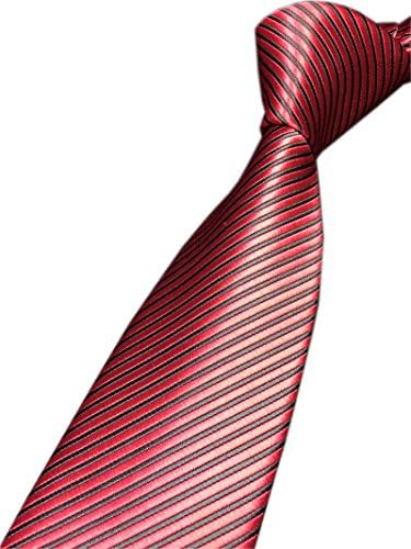 Xiessi Men's Classic Red Jacquard Woven Silk Tie Narrow Business Formal Necktie