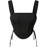 Milumia Women's Square Neck Wide Straps Bustier Tank Top Tie Side Corset Tank Tops