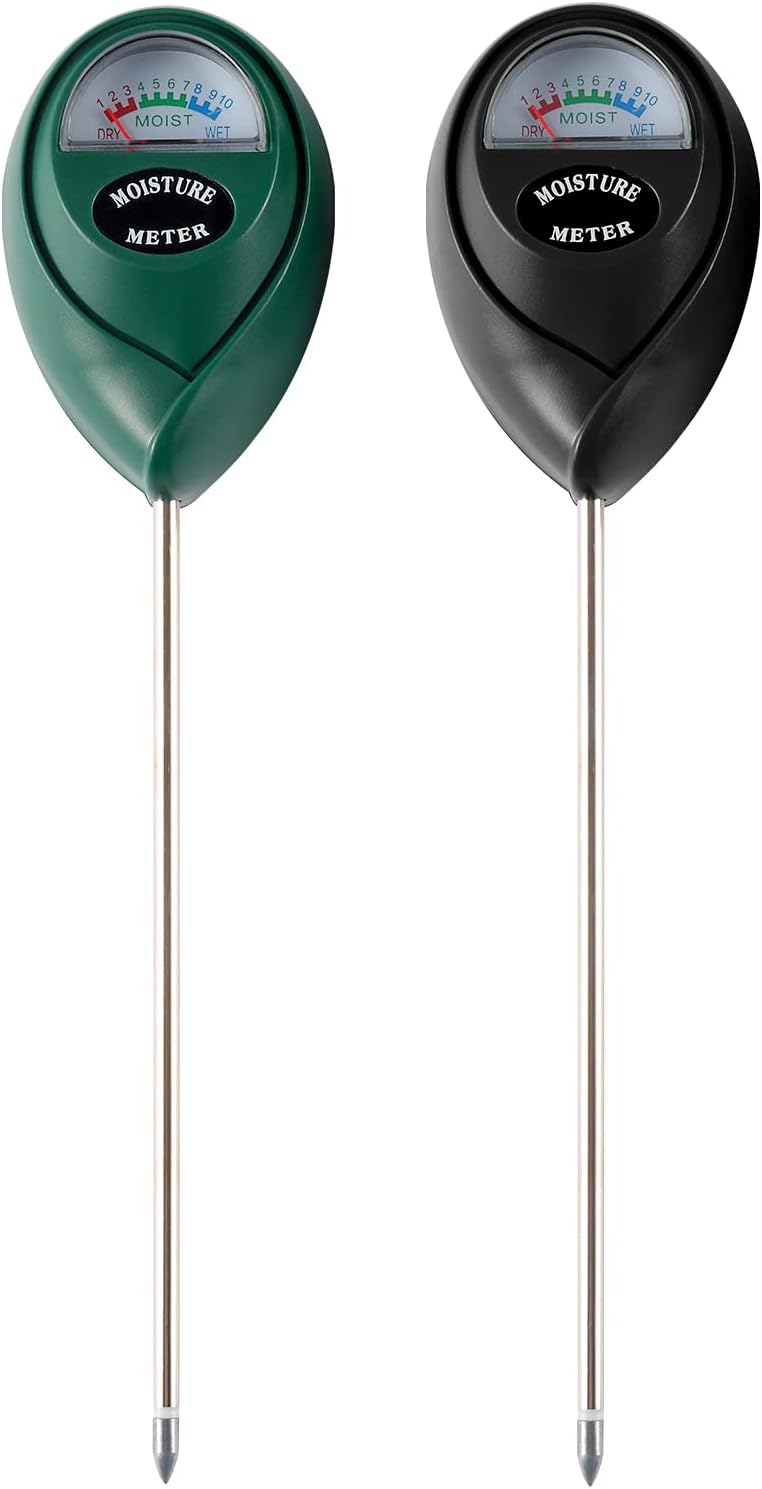 Yizerel 2 Packs Soil Moisture Meter Green Black Plant Water Meter Kit