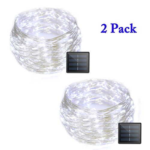 Vmanoo LED String Lights, 72 Feet 200 LED Solar Powered Copper Wire Starry Rope Lights, Indoor Outdoor Lighting for Home, Garden, Party, Path, Lawn, Wedding, Christmas, DIY Decoration, 2-PACK (White)