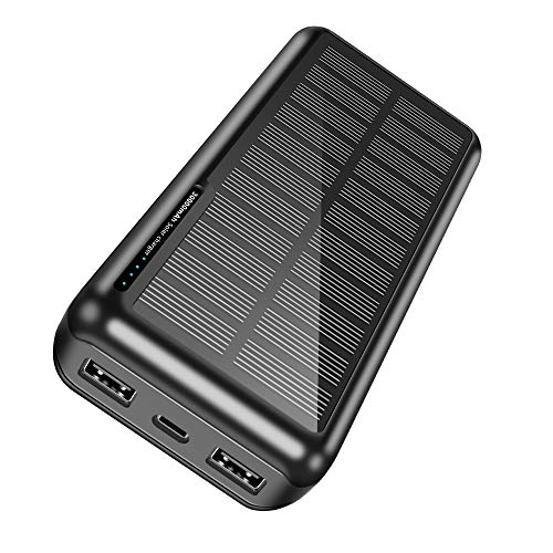 Solar Power Bank 30000mAh Portable Solar Charger with 4 LEDs and 2 USB