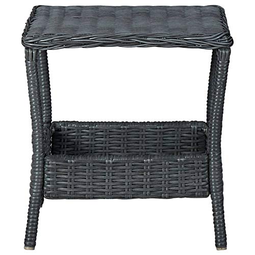 Tidyard Gartentisch Esstisch Bistrotisch Beistelltisch Terrassentisch Balkontisch Campingtisch Balkon Garten Gartenmöbel Rattantisch Dunkelgrau 45x45x46,5 cm Poly Rattan – Bild 6