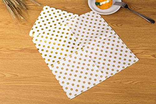 Xena 100 Piece Gold White Elegant Vintage Foil Polka Dot Party Cocktail Napkins Holiday Party Supplies Beverage Christmas New Years Decoration Folded Paper DIY
