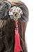 FANTAC CRAFTS Vintage Women Girl Hair Clip Bronze Tassel Bead Fan Kimono Hair Accessories Cosplay (Red)