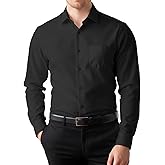 XPIZH Mens Dress Shirts Long Sleeve Collared Stretch Solid Formal Wedding Dating Business Casual Button Down Shirt Pocket