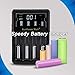 LCD Display Speedy Universal 18650 Battery Charger with Car Adapter Smart Charger for Rechargeable Batteries Ni-MH Ni-Cd AA AAA AAAA C, Li-ion 26650 22650 18490 17670 17500 18350 16340(RCR123) 14500