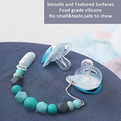MCGMITT Pacifier Clip with Turtle Teether Silicone, Baby Teething Beads Relief Toys for Girls or Boys, Soothie Pacifier Holder & Binky Clips, Best