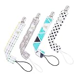 Pacifier Clip By Minlano-4 Pack Unisex Stylish Design For Boys Or Girls-Premium Quality Soothie Pacifier Holder, Teething Ring Holder-Unique Baby Shower Gift