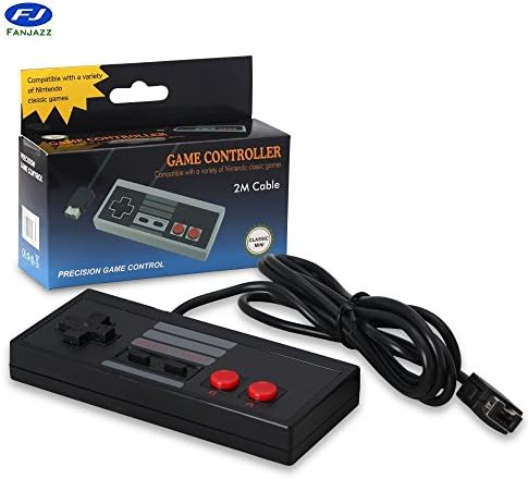 FanJazz NES Classic Mini Edition Controller,NES Gamepad with 6ft Extend Link Extension Cable For Nintendo Mini NES Classic Edition, Wired Joypad &amp; Gamepads Controller With 1.8m Cable Black