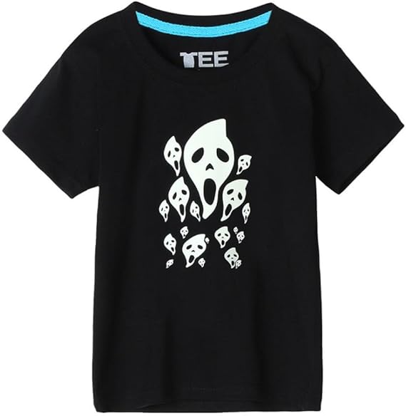 Amazon Daisuki 親子服 父と子供お揃い メンズ半袖スカルプリント蛍光tシャツ 半袖 おしゃれ ファション 黒 パパ L ブラック Tシャツ カットソー 通販