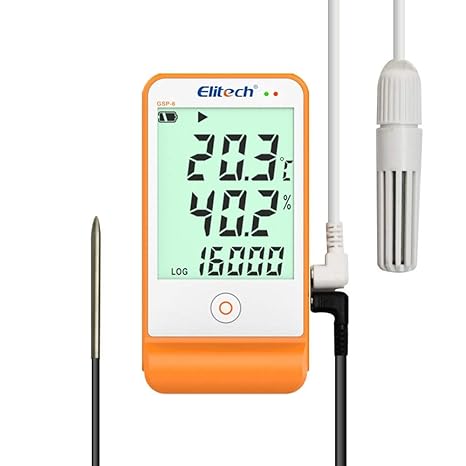Elitech Thermometer Hygrometer Thermo-Hygrometer Feuchtigkeits-Meter Feuchtigkeit Monitor Innen / Außen Temperatur Messgerät Thermostat Sensor Sonde