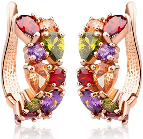 Austrian Crystal Hoop Earrings Womens Roseate Noble Jewelry 18K Rose Gold Plated