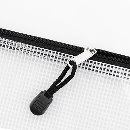 SUBANG 12 Pieces Black Zipper Pouch Zipper File Bags Mesh File Folders with Grid Travel Pouch, 6 Sizes