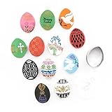 BoFUN Easter Egg Cookie Stencil for Royal Icing, 12-Pieces Cookie Decorating Stencil Fondant Mold, 1-Piece Cookie Cutter