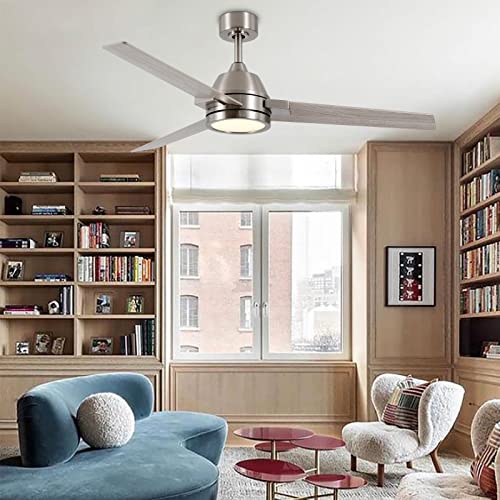 Homeybuff Ceiling Fan with Lights Remote Control, 52Inch, Brushed