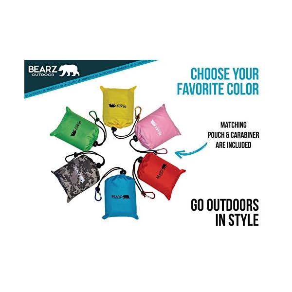 BEARZ Outdoor Pocket Blanket Compact Picnic Blanket, Beach Blanket