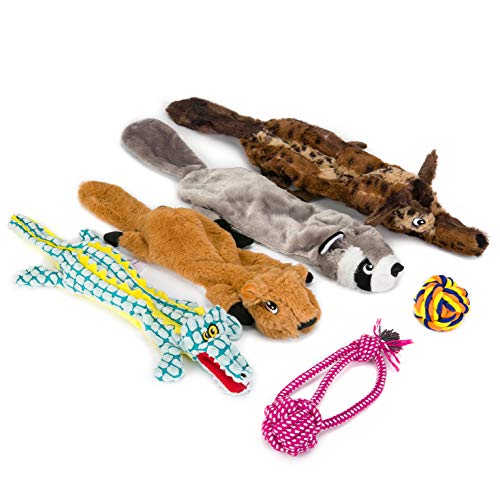 Dog Squeaky Toys No Stuffing, Pet Crinkle Dog Toy with Durable Double