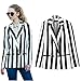 Payeel Costume Black and White Striped Leisure Blazers Jacket Suit(Small)