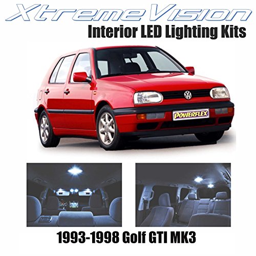 XtremeVision Volkswagen Golf GTI MK3 1993-1998 (9 Pieces) Cool White Premium Interior LED Kit Package + Installation Tool