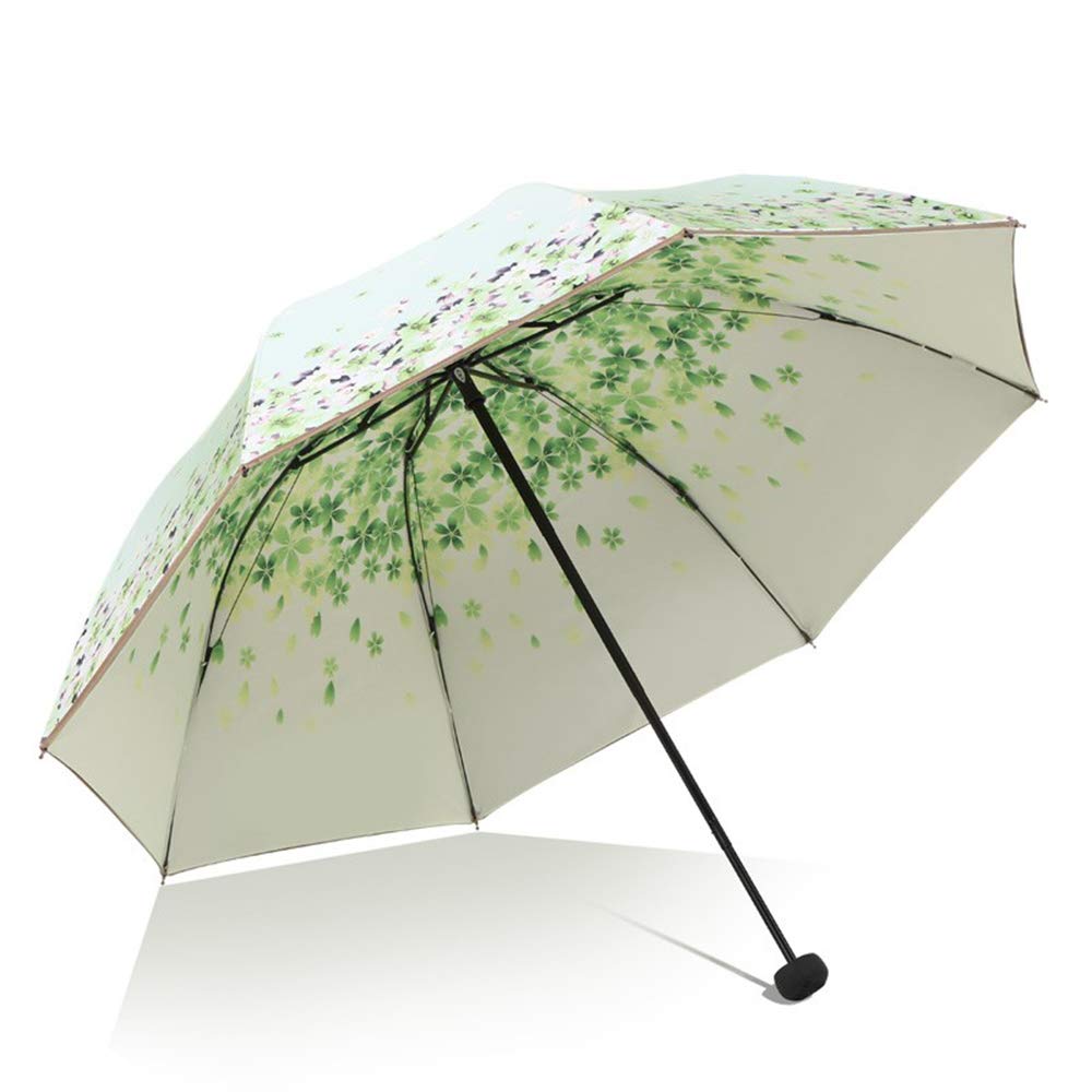 SudaTek Sun and Rain Umbrella SPF 50+ Folding Travel Sun Umbrella Anti-UV Protection Parasols Windproof (Green)