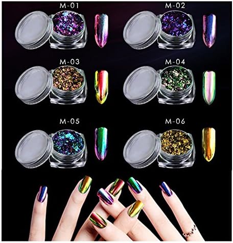CHARMING MAY Nail Sequins Mirror Effect Paillette Nail Flakies 0.2g (Chameleon Flakes)