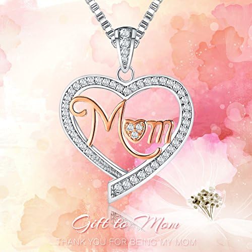For Mother's Day Gifts - 'Mom' 'Nana' 'Aunt' Love Heart Pendant Necklace - Women's Twotone Fashion Jewelry - Birthday Anniversary Present for Her