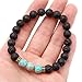 Top Plaza Black Lava Rock Stone Elastic Beaded Bracelet Healing Energy Stretch Bracelets with 3 Imperial Jasper(Sky Blue)